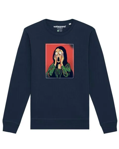 watapparel watapparel Sweatshirt Unisex Mona Lisa Scream, French navy, – Produktbild 1 von 4