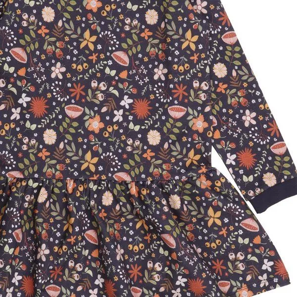Walkiddy Walkiddy - Fancy Flowers Sweat Kleid Grau, Öko-Fair-Trade, GOTS-Zertifizierte Bio-Baumwolle, Mädchen-Kleid, Grau, – Produktbild 3 von 3