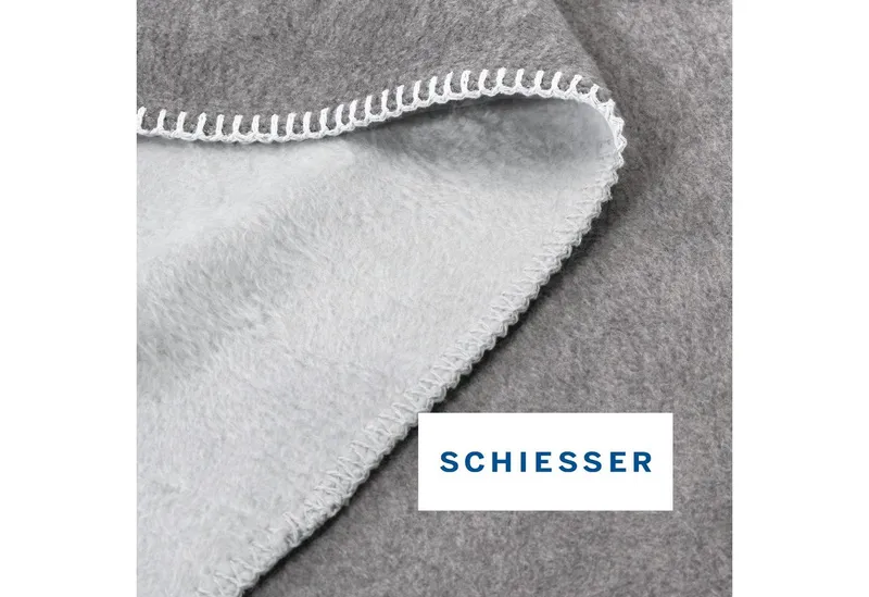 Schiesser Wohndecke Kuscheldecke Klara in Wendeoptik - Baumwoll-Mix - warm und flauschig, Schiesser, OEKO-TEX® MADE IN GREEN, Grau, – Produktbild 3 von 5