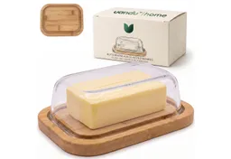 uandu home Butterdose Glas & Bambus – Borosilikat Glasdeckel, (mit FSC-zertifiziertem Bambusboden – Luftdichte Butterglocke für 250g Butter – Butterschale, Geschenkidee, Butter Box Dose, Butterbox) – Produktbild 1 von 1