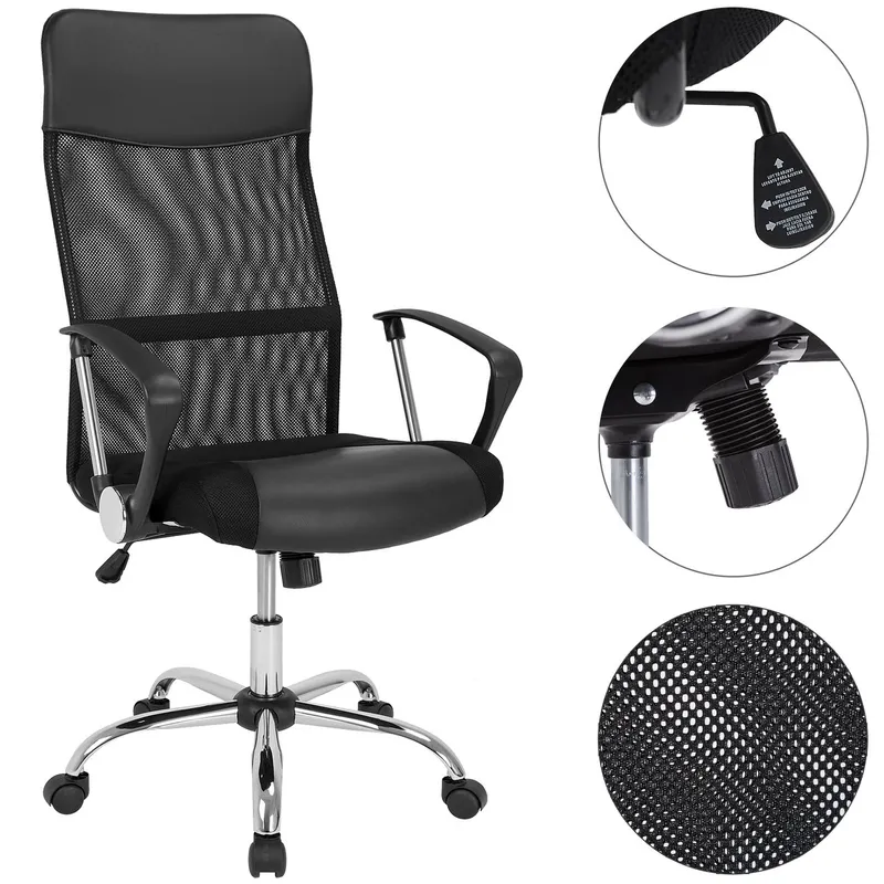 Casaria® Casaria Deuba Bürostuhl mit Netz Schwarz – Produktbild 1 von 1