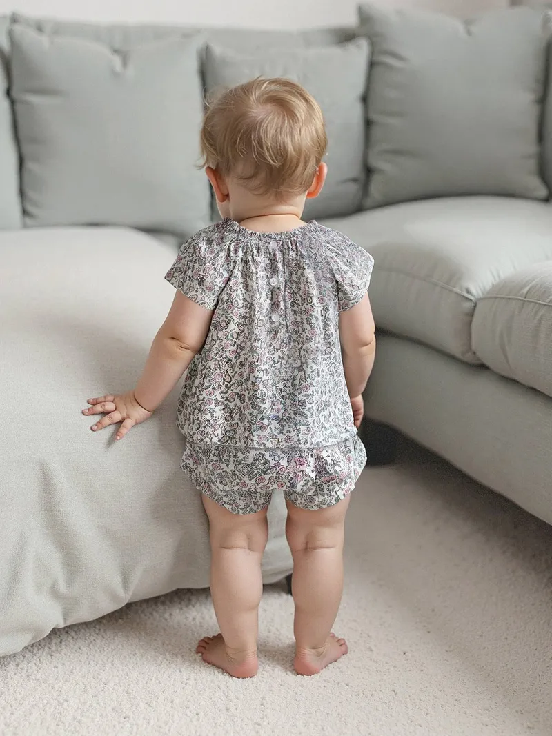 Vertbaudet Mädchen Baby Bluse mit Blumenmuster, Wollweiß, – Produktbild 4 von 4