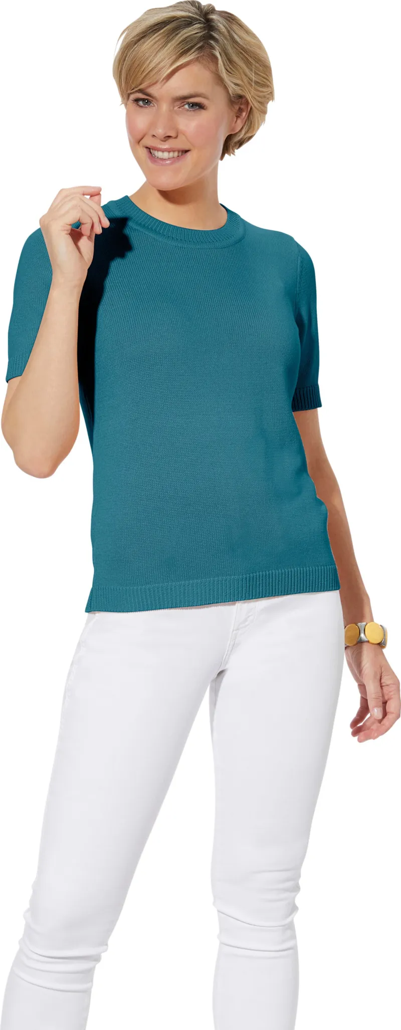 Witt Kurzarmpullover, Petrol, – Produktbild 2 von 2