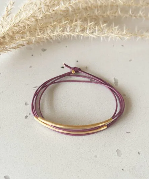 pikfine pikfine Tube Armband Tingval vergoldet, Aubergine, – Produktbild 1 von 4
