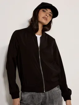 Apricot Apricot Kurzjacke Leichte gewebte Bomberjacke Einfarbig – Produktbild 1 von 1