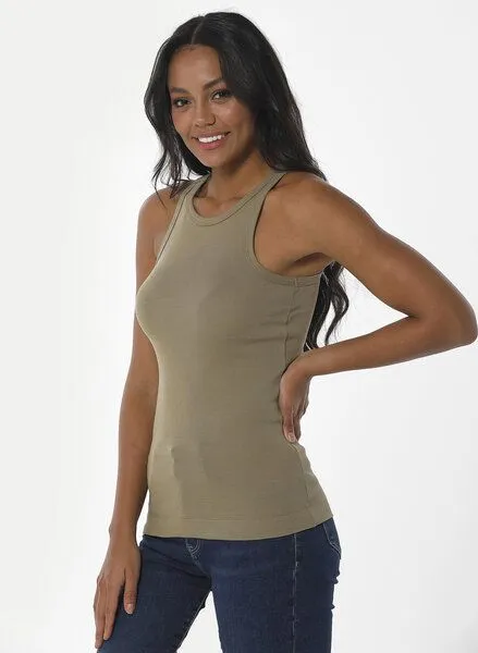 ORGANICATION ORGANICATION Geripptes Basic Top aus Bio-Baumwolle, Grün(olive), – Produktbild 3 von 4