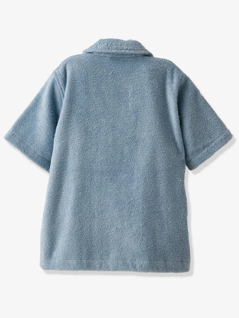 Vertbaudet Baby Bademantel mit Kragen und Knopfverschluss personalisierbar, Blau chambray, – Produktbild 3 von 3