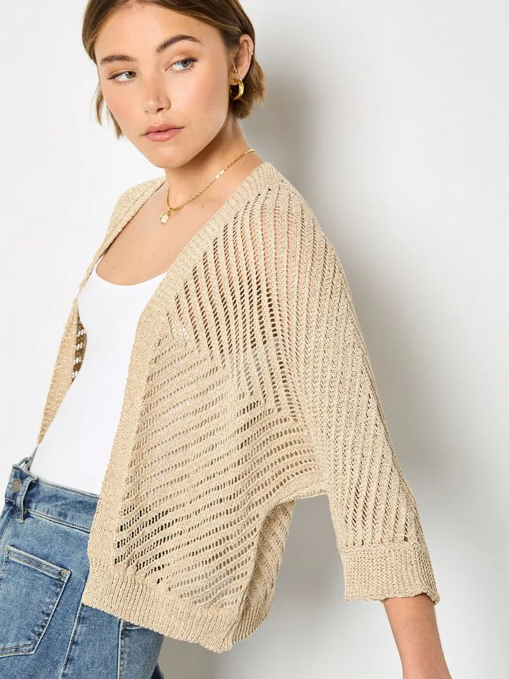 Apricot Apricot Cardigan Goldfarbener, schimmernder Strick-Cardigan mit Goldschimmer, Gelb|goldfarben, – Produktbild 1 von 5