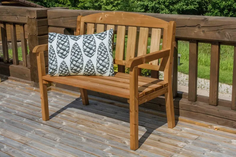 Mega-Holz Gartenbank Gartenbank Holz mit Rückenlehne ZWEISAM 110 x 63 x 97 cm aus FSC-Holz, Massive Holzbank für Garten, Balkon und Terrasse, Braun, – Produktbild 3 von 3