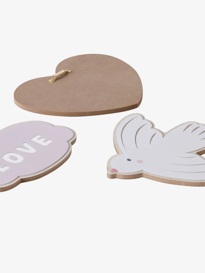Vertbaudet 3er-Set Wanddeko VOGEL mit Herz und Wolke, Beige, – Produktbild 3 von 3