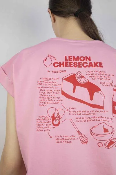 Kiwistories T-Shirt Kurzarm- 100%Org Baumwolle- Cheesecake Print, Rosa, – Produktbild 3 von 3