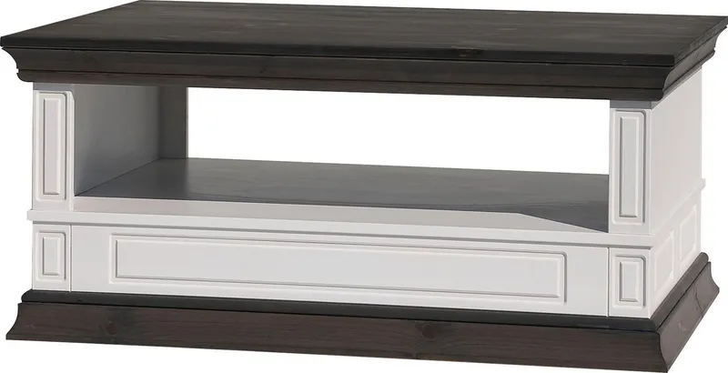 OTTO home Couchtisch Vinales mit Messinggriffen im Jugendstil und einer Schublade, mit Zierleiste und elegantem Sockel, Weiß, – Produktbild 5 von 5