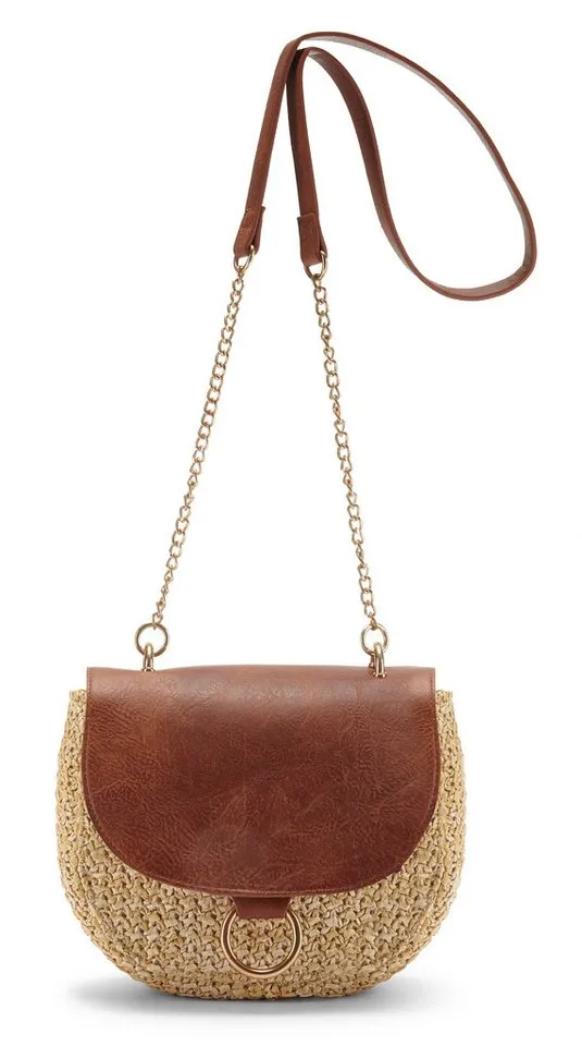 Lascana Lascana Umhängetasche Strandtasche, Minibag, Schultertasche, Tragetasche, Crossbody Bag, Handtasche Damen zum Umhängen in modischer Bast-Optik VEGAN, Braun, – Produktbild 3 von 5