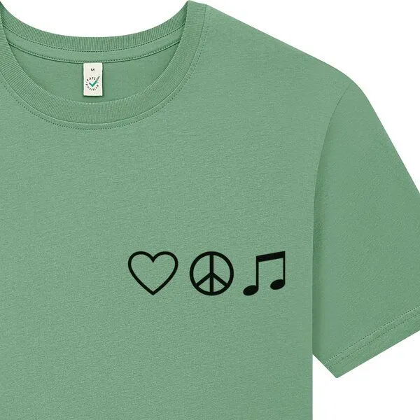 Spreecult Spreecult Liebe Frieden Harmonie- Bio und Fair - Männer Unisex T-Shirt, Sage green, – Produktbild 1 von 3