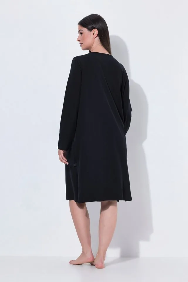 Ulla Popken Bigshirt Bigshirt Dalmatiner Rundhalsausschnitt Langarm, Schwarz, – Produktbild 4 von 4