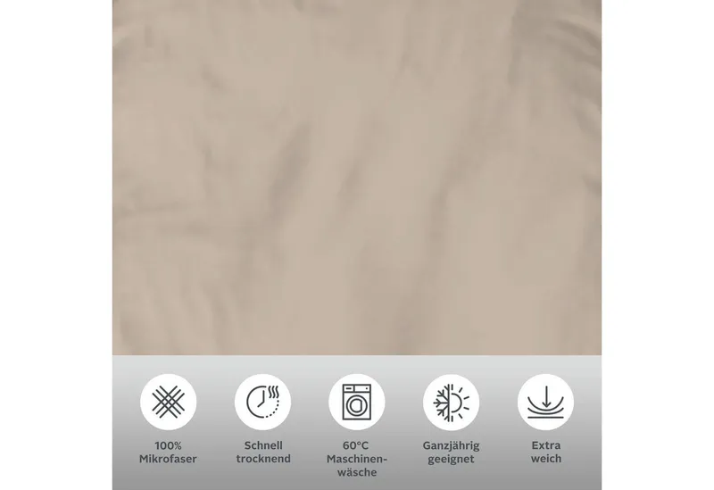 OTTO home Bettwäsche Desner 100% Microfaser, extra weich, allergikerfreundlich, Microfaser, 2 teilig, Premium Qualität, uni, schnell trocknend, pflegeleicht, ab 135x200 cm, Beige, – Produktbild 3 von 6