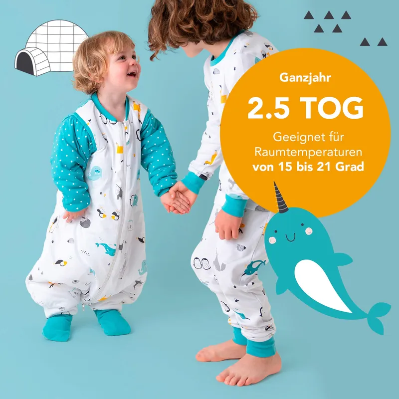 schlummersack Schlummersack Schlafsack mit Füßen 2.5 Tog, Weiss, – Produktbild 5 von 5