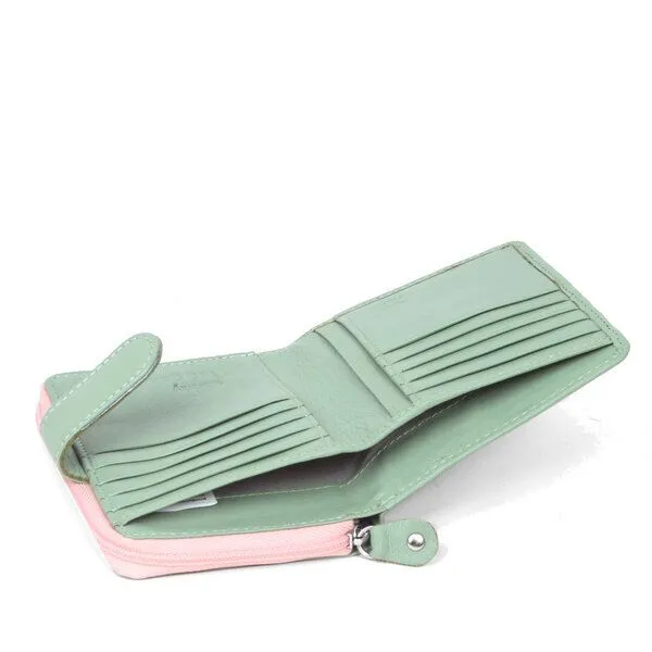 Vargu Vargu Echtleder Geldbörse Vinem 2, Sage green - light pink, – Produktbild 4 von 4