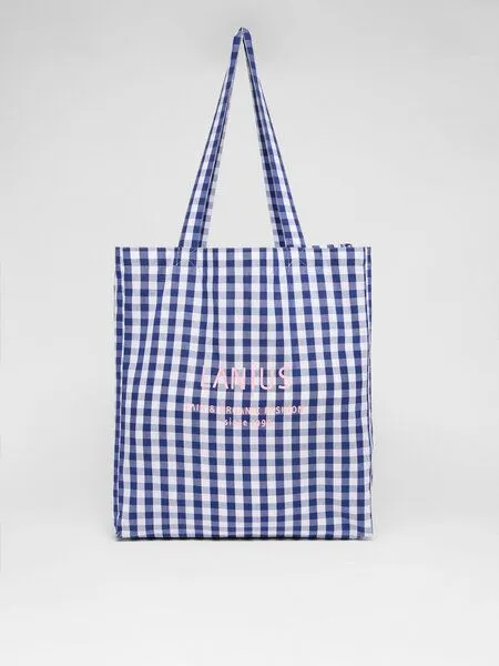 LANIUS LANIUS Vichy-Karo Tasche (GOTS) aus Bio-Baumwolle, Blue white, – Produktbild 3 von 4