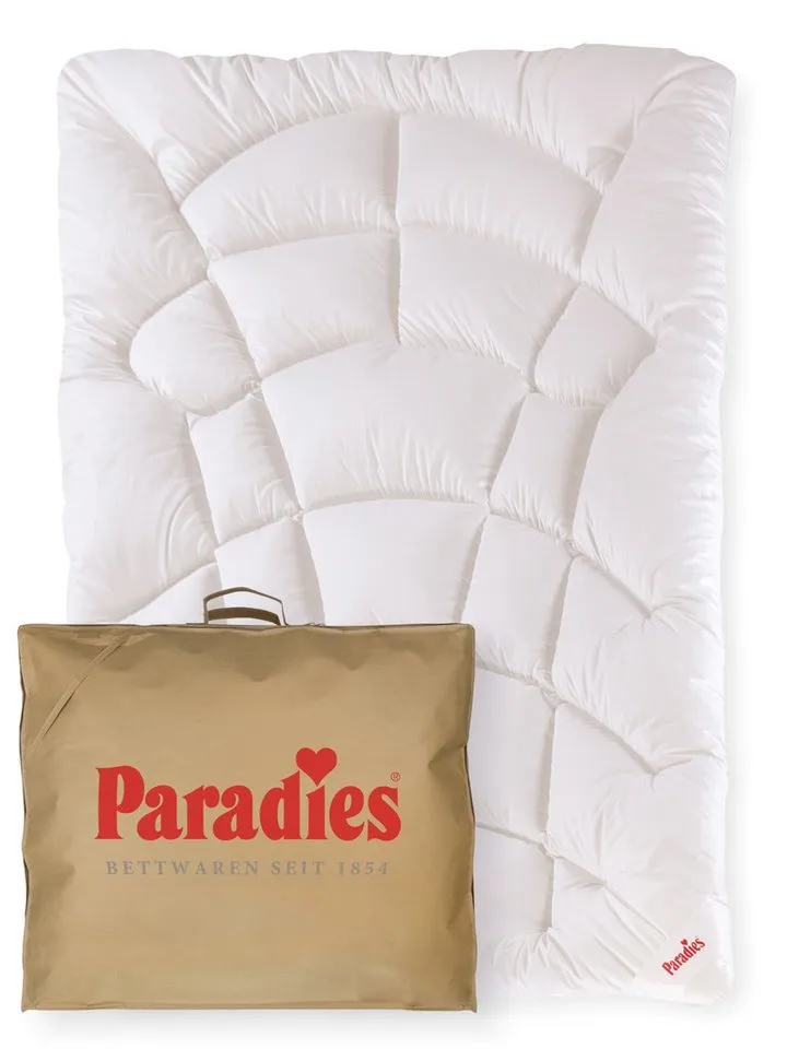 Paradies Paradies Kunstfaserbettdecke Runa, Füllung: 100% Polyester, Bezug: 100% Baumwolle, extra voluminöse & kuschelige Ganzjahresbettdecke, vegane Daunendecke, Weiß, – Produktbild 2 von 5