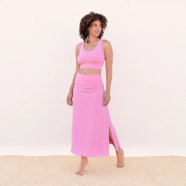 Jaya Jaya KURZES TOP SURYA - Bra/Croptop aus elastischer Biobaumwolle, Tankttop Stil vorne mit breiteren Trägern & raffiniertem Rücken, Pink/pink, – Produktbild 2 von 3