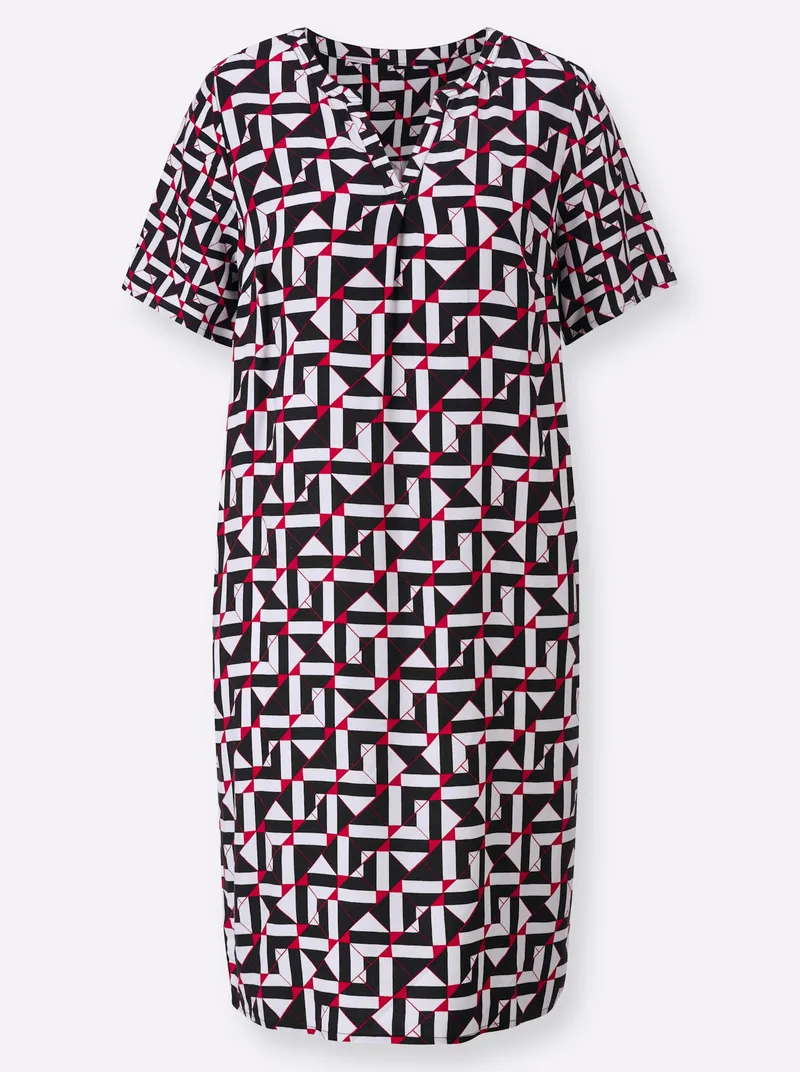 Witt Witt Druckkleid schwarz-rot-bedruckt, Schwarz-rot-bedruckt, – Produktbild 2 von 2