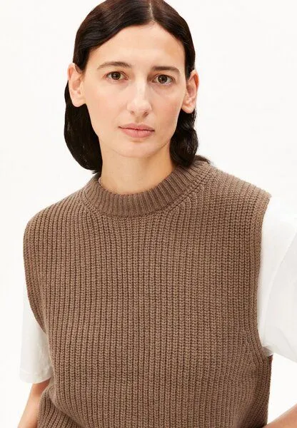 ARMEDANGELS ARMEDANGELS RIB KNIT Damen Strickweste aus Bio-Woll Mix, Amberwood, – Produktbild 3 von 4