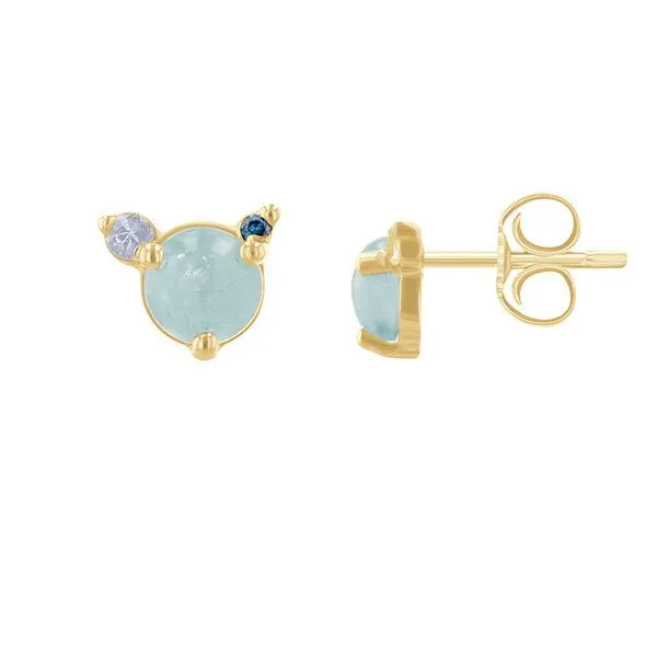 Eppi Eppi Ohrstecker mit Aquamarin, Mondstein und blauem Diamanten Turgay, Gelb, – Produktbild 1 von 2