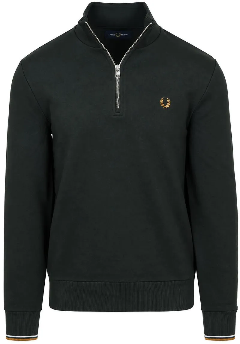 Fred Perry Fred Perry Half Zip Pullover Dunkelgrün 78C - Größe XXL, Dunkelgrün, – Produktbild 2 von 4