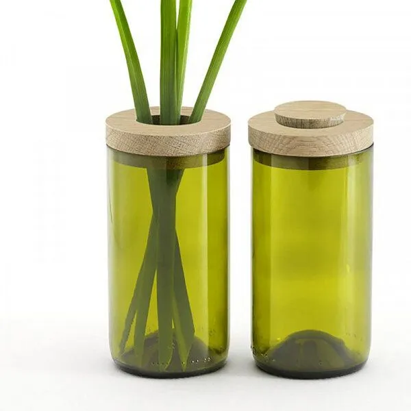 Side by Side Vase & Dose side by side, Grünglas, – Produktbild 3 von 4