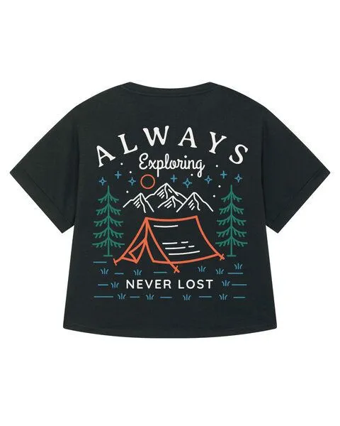 watapparel watapparel Oversize T-Shirt Frauen Always exploring never lost, Black, – Produktbild 2 von 2