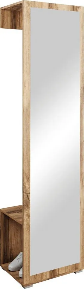 OTTO home Garderobenschrank Paris moderne Garderobenschrank 190cm, mit Kleiderstange und Frontspiegel, Braun, – Produktbild 5 von 7