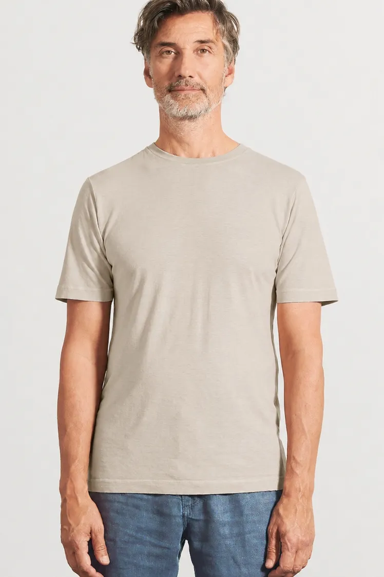 HempAge Hempage Herren vegan T-Shirt Slim Fit Distel Beige, Beige, – Produktbild 3 von 4
