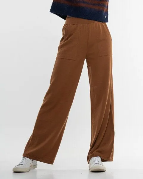 Alma & Lovis Alma & Lovis Legere Strickmarlene aus softem Bio-Baumwoll-/Woll-Mix | Cot-Wool Strickhose, Cinnamon (hellbraun), – Produktbild 1 von 4