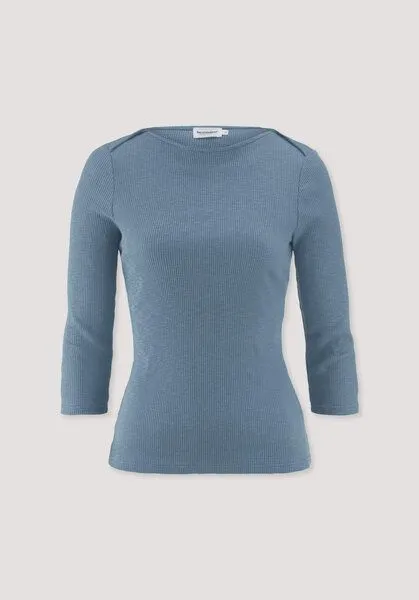 hessnatur hessnatur Boatneck Shirt Slim aus Bio-Baumwolle, Kristallblau, – Produktbild 4 von 4