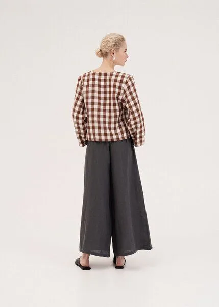AmourLinen AmourLinen Weite Leinenhose ISABELLA, Charcoal (schwarz), – Produktbild 2 von 4