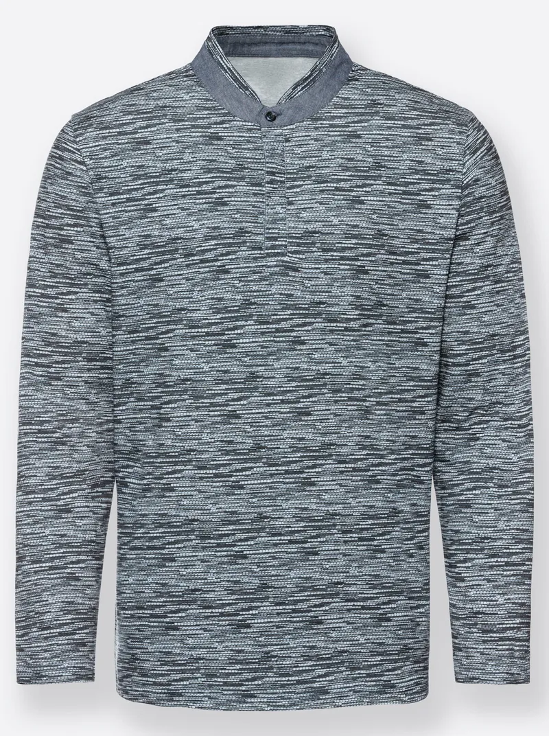 marco donati Langarm-Shirt blau-gemustert, Blau-gemustert, – Produktbild 2 von 2