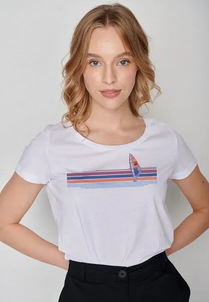 GreenBomb GREENBOMB Nature Windsurf Loves - Lässiges T-Shirt aus Bio-Baumwolle / hochwertiger Print / Fair & Vegan, Weiß (white), – Produktbild 1 von 4