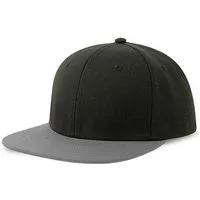 Atlantis Headwear Atlantis Headwear Basecap Kappe Cappy Atlantis Streetwear-Style Flacher Schirm mit Kunststoffverschluss Snap Back, Schwarz/grau, – Produktbild 1 von 1