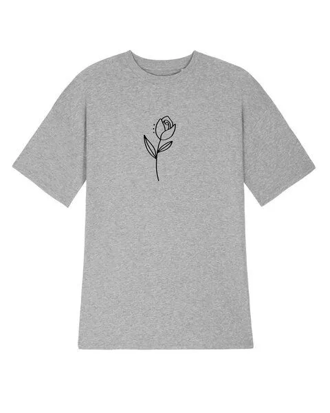 Human Family Human Family Bio Damen oversize T-Shirt-Kleid "Flower", Grau-meliert, – Produktbild 2 von 3