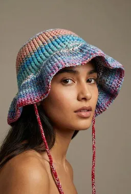 KnitToChange KnitToChange Handgehäkelte Bucket Hat aus Baumwolle – Multicolor – Produktbild 1 von 1