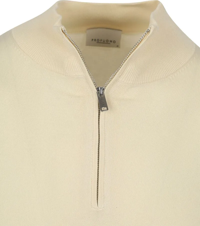 Profuomo Profuomo Half Zip Pullover Luxury Off White - Größe S, Wollweiß, – Produktbild 2 von 3