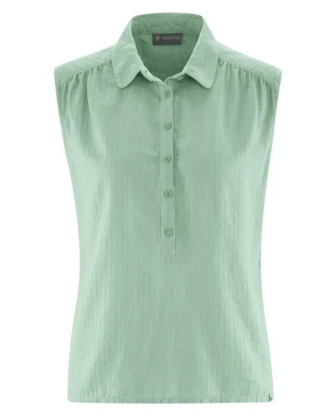 HempAge HempAge Hanf Bluse mit Polokragen, Menta (grün), – Produktbild 1 von 1