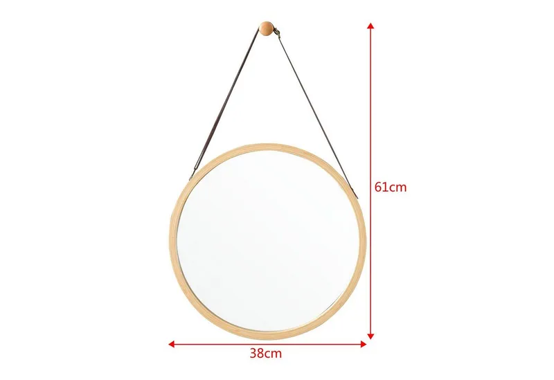 en.casa Wandspiegel, »Bykle« Hängespiegel Bambus rund 38 cm Natur, Beige, – Produktbild 3 von 4