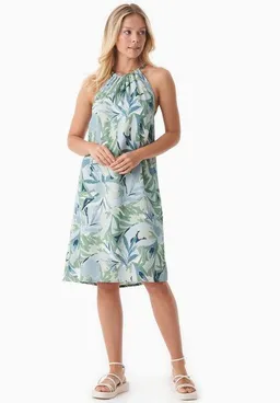 ORGANICATION ORGANICATION Neckholder-Kleid aus LENZING ECOVERO mit Blattmuster – Produktbild 1 von 1