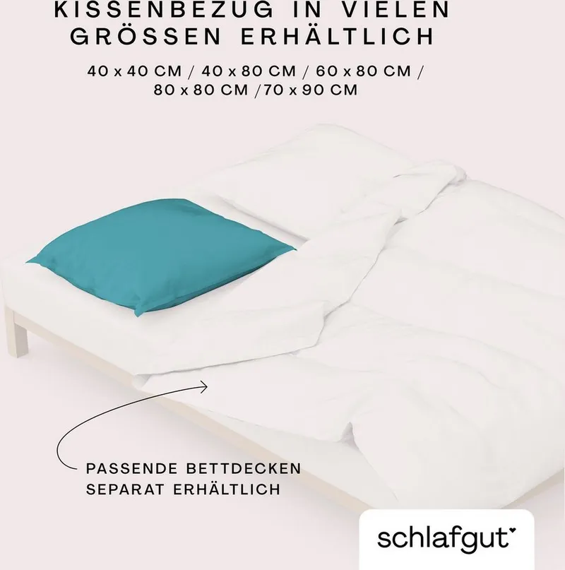 Schlafgut Schlafgut Kissenbezug Premium Kissenbezug Knitted Jersey (1 St), (1 Stück), Ton-in-Ton Reißverschluss, Bio-Baumwolle mit Elasthan, Uni, OEKO Tex, Blau, – Produktbild 5 von 5
