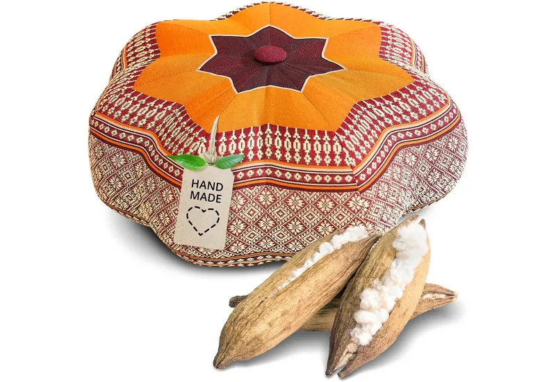 livasia Meditationskissen Zafukissen Stern klein, vegan und handgefertigt, 30x15cm, Kapok, Orange, – Produktbild 1 von 5