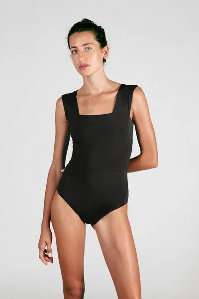 RENDL RENDL Swimsuit No.6 - minimalistischer Badeanzug mit breiten Trägern für alle Größen, Lilac/ecru, – Produktbild 3 von 4
