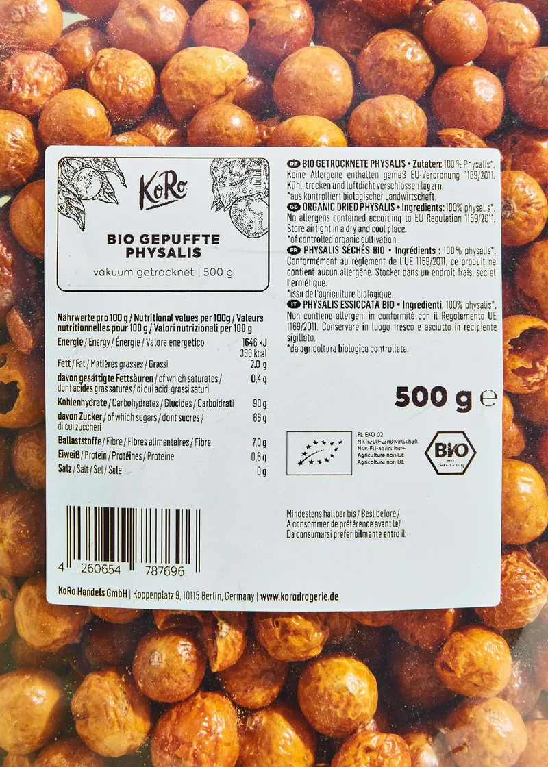 KoRo Gepuffte Bio Physalis 500 g – Produktbild 3 von 5