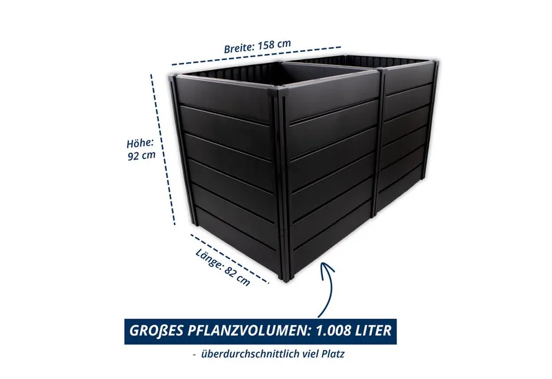 KHW KHW Hochbeet Demeter XXL (Spar-Set), platzsparende Bauweise, erweiterbar, BxTxH: 158x82x92 cm, Grau, – Produktbild 4 von 4